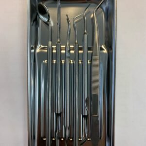 Basic metal Dental viewing tray with instruments